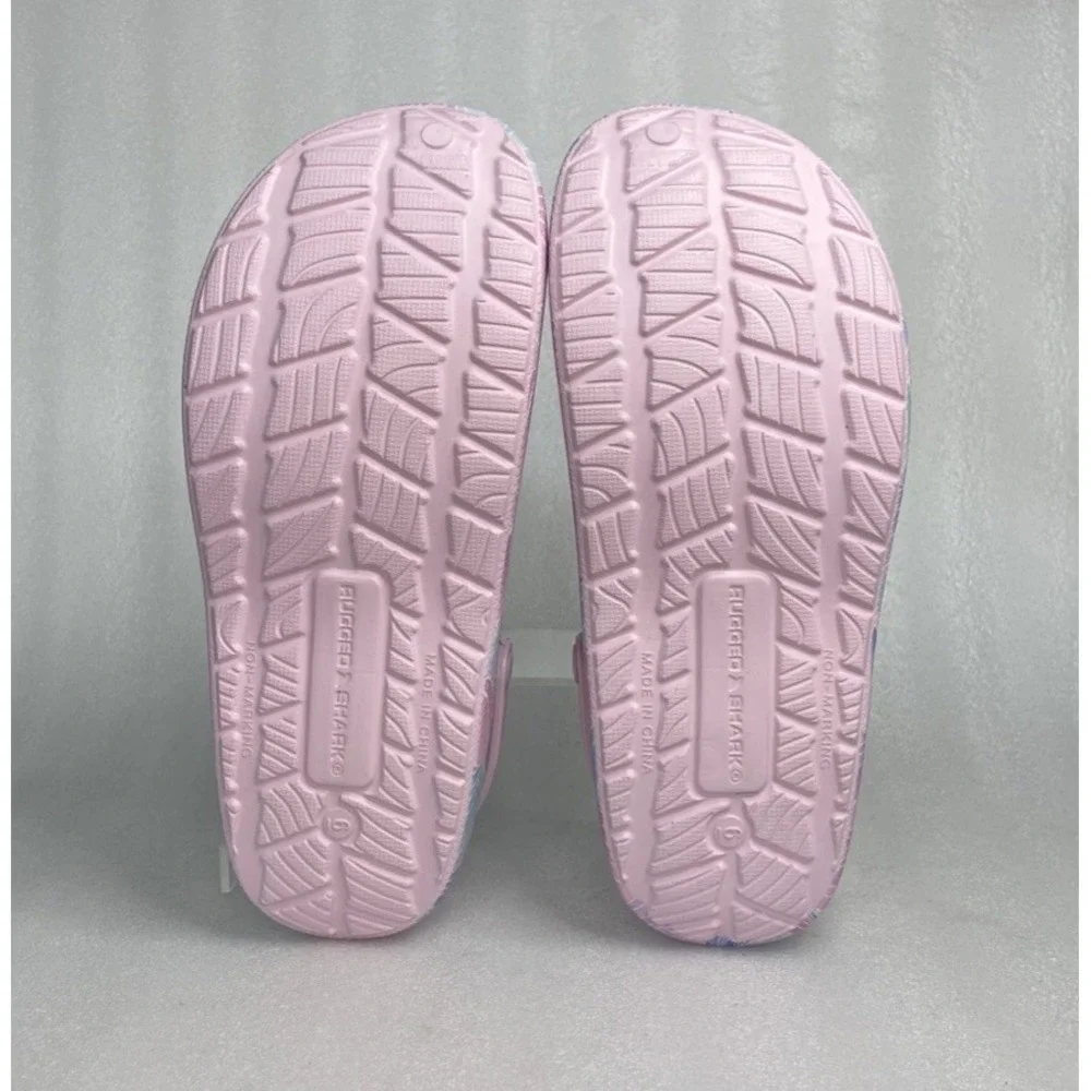 Rugged Shark Eva Shell Print Pink Clogs Slip on Sandals Big Girls Size 6 NEW